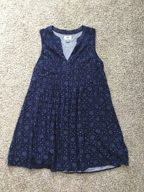 Great Condition Pintuck Blue Diamond Floral Tunic Dress Old Navy Womens Medium